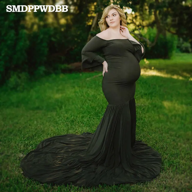Deep green SMDPPWDBB платья для беременных реквизит для фотосъемки плюс размер платье Элегантная необычная фотосессия для беременных длинное платье в стиле "Русалка" - Цвет: Deep green