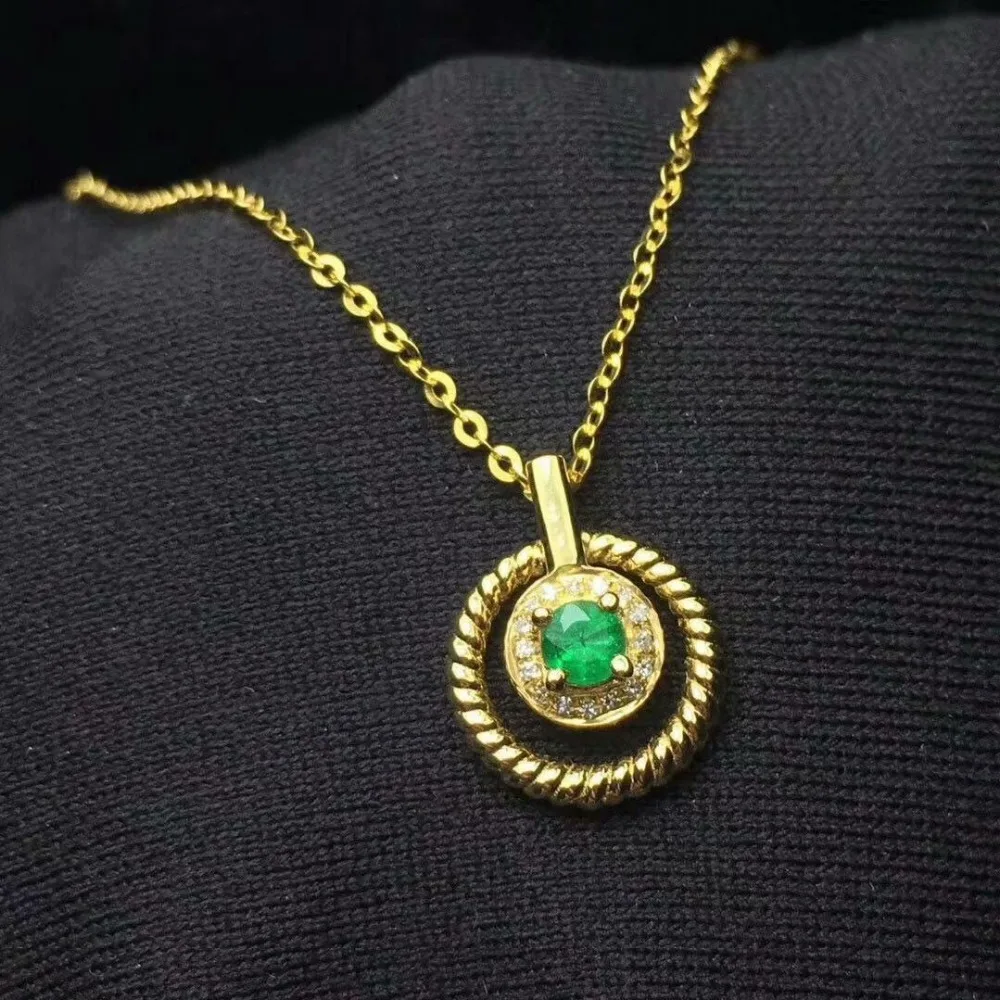 

SHILOVEM 925 sterling silver Natural Emerald pendants classic fine Jewelry women wedding send Necklace gift jcz3.53.508agml
