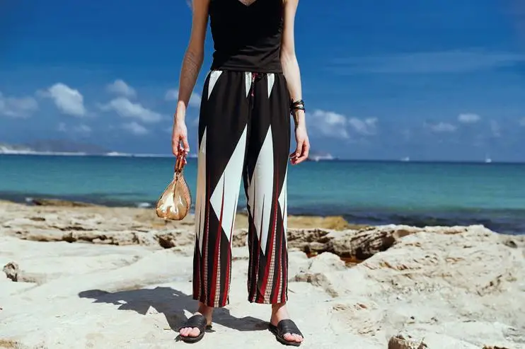 Эластичный пояс новые летние 2017 Для женщин шифон Брюки для девочек Повседневное