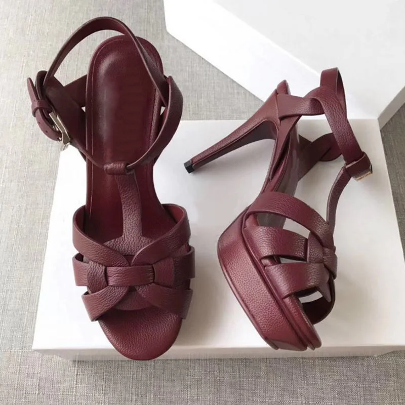 Tuyoki новые летние босоножки из натуральной кожи женская обувь на высоком каблуке