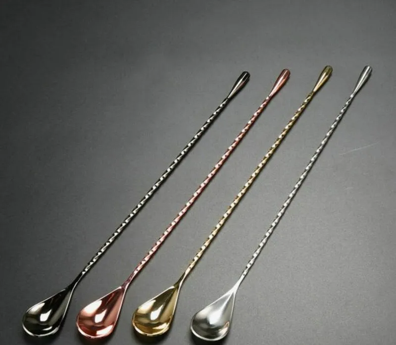 

44cm 304 stainless steel bar stir long Spoons black/rose red / gray/ golden