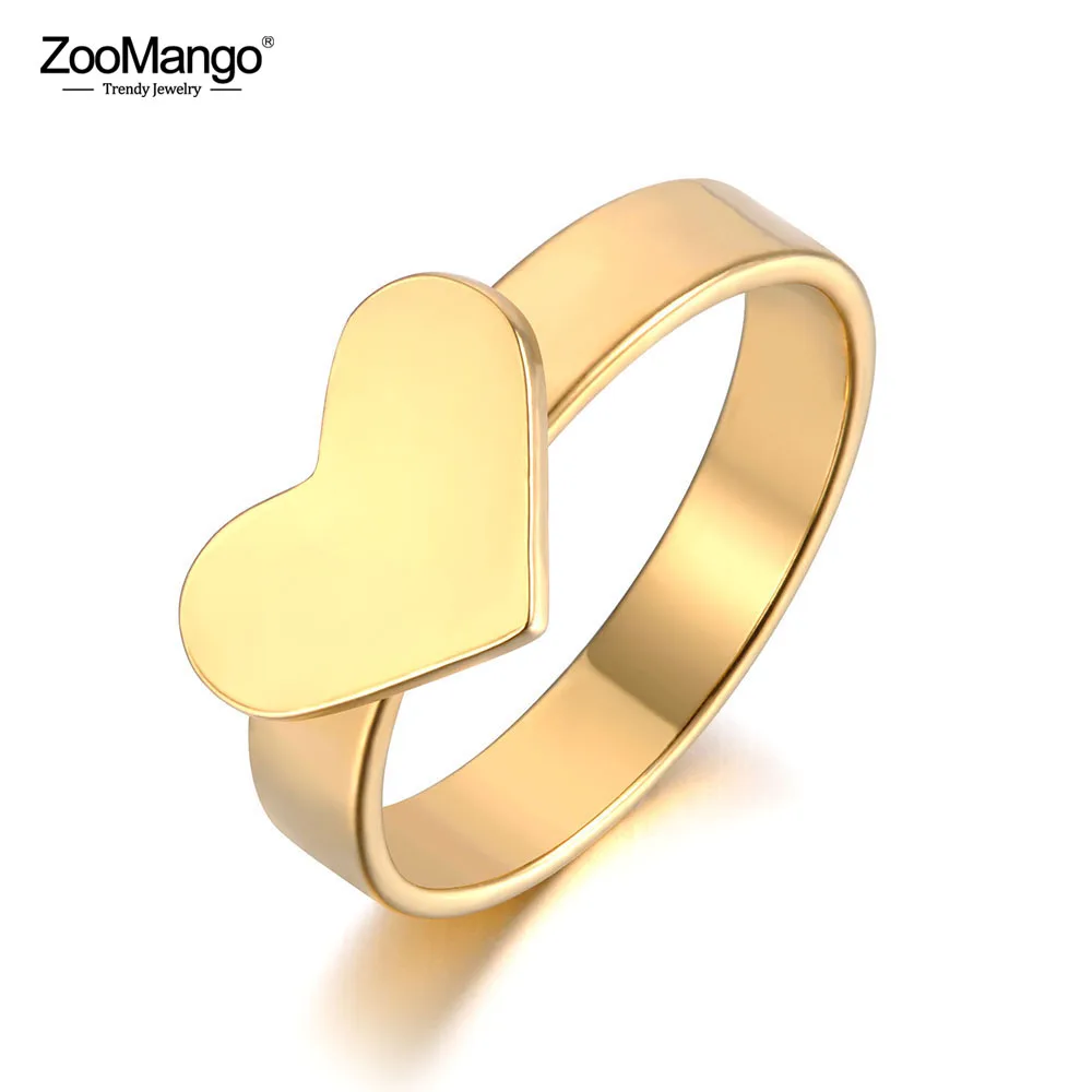 ZooMango романтические парные кольца из нержавеющей стали для женщин мужчин любовь сердце кольцо на свадебный юбилей ювелирные изделия Anneau Halka ZR19033