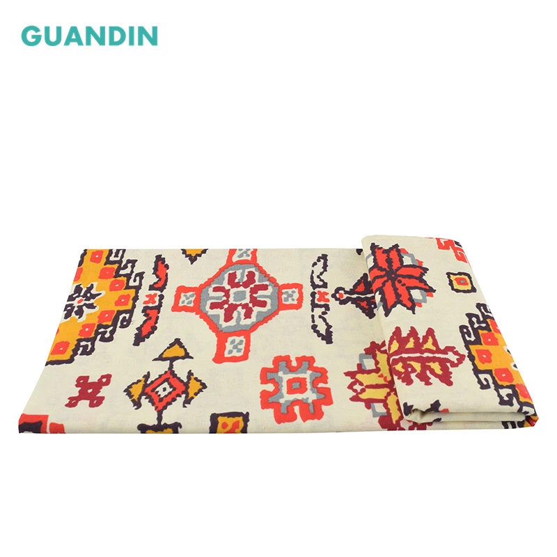 GUANDIN половина метра ткань из хлопка и льна с принтом ручной работы геометрическим