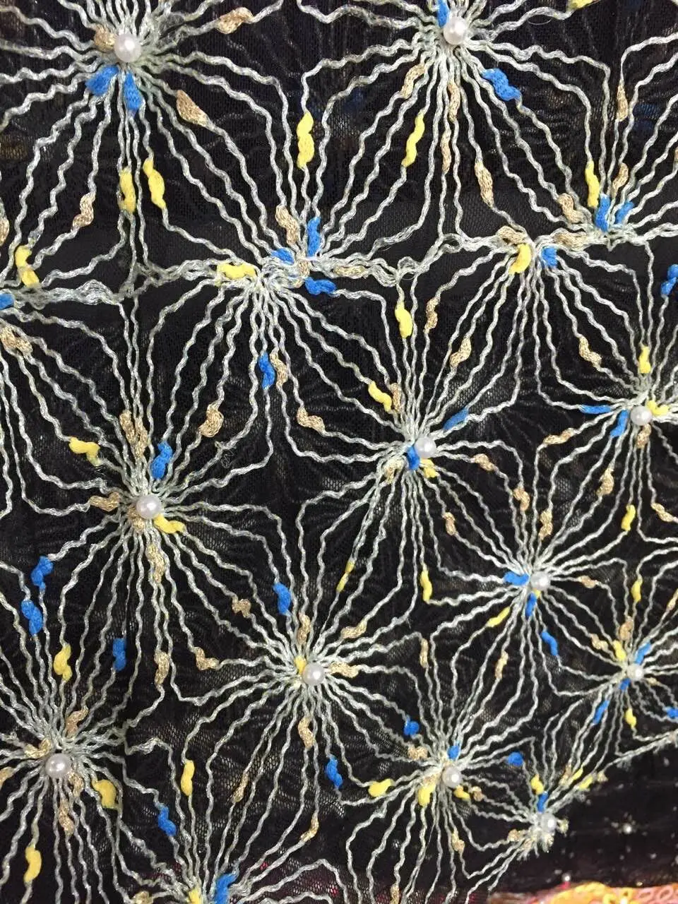 Free Shipping New multi-color hand-beaded embroidery fabric mesh soluble lace Europe fashion dress design | Дом и сад