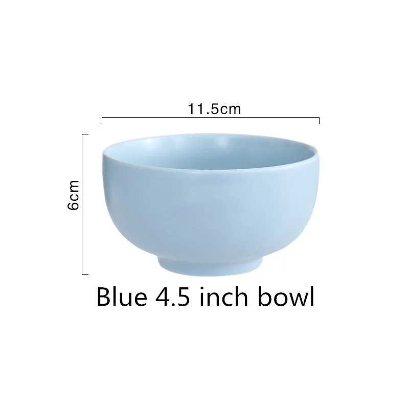 Blue 4.5 inch bowl Однотонные миски в скандинавском стиле, наборы керамических тарелок и тарелок, обеденные тарелки белого и синего цвета, поднос для еды, домашний подарок AKUHOME - Цвет: Blue 4.5 inch bowl