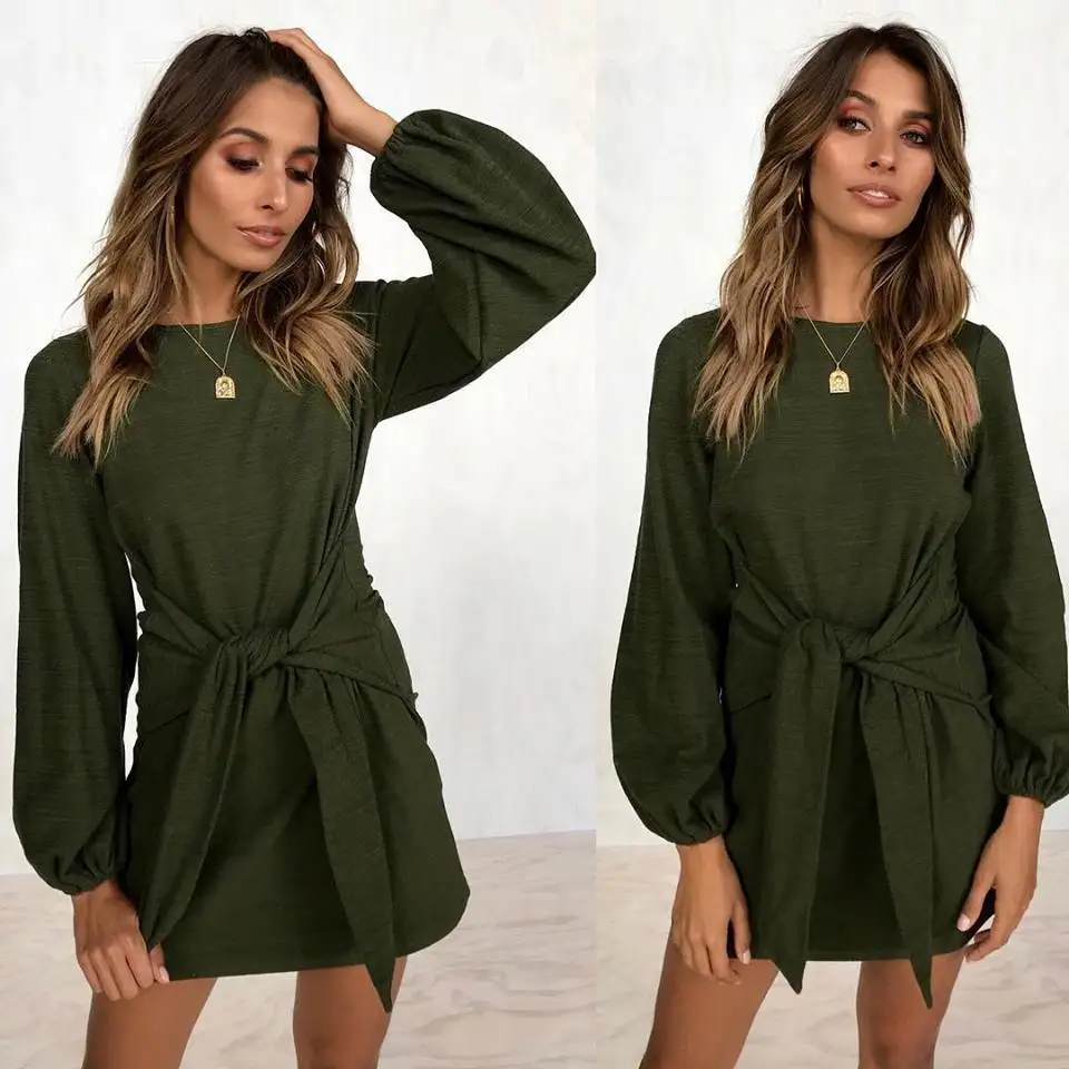 

woman dress womans clothing fashion 2021 solid long sleeve autumn winter ladies female dresses aesthetic