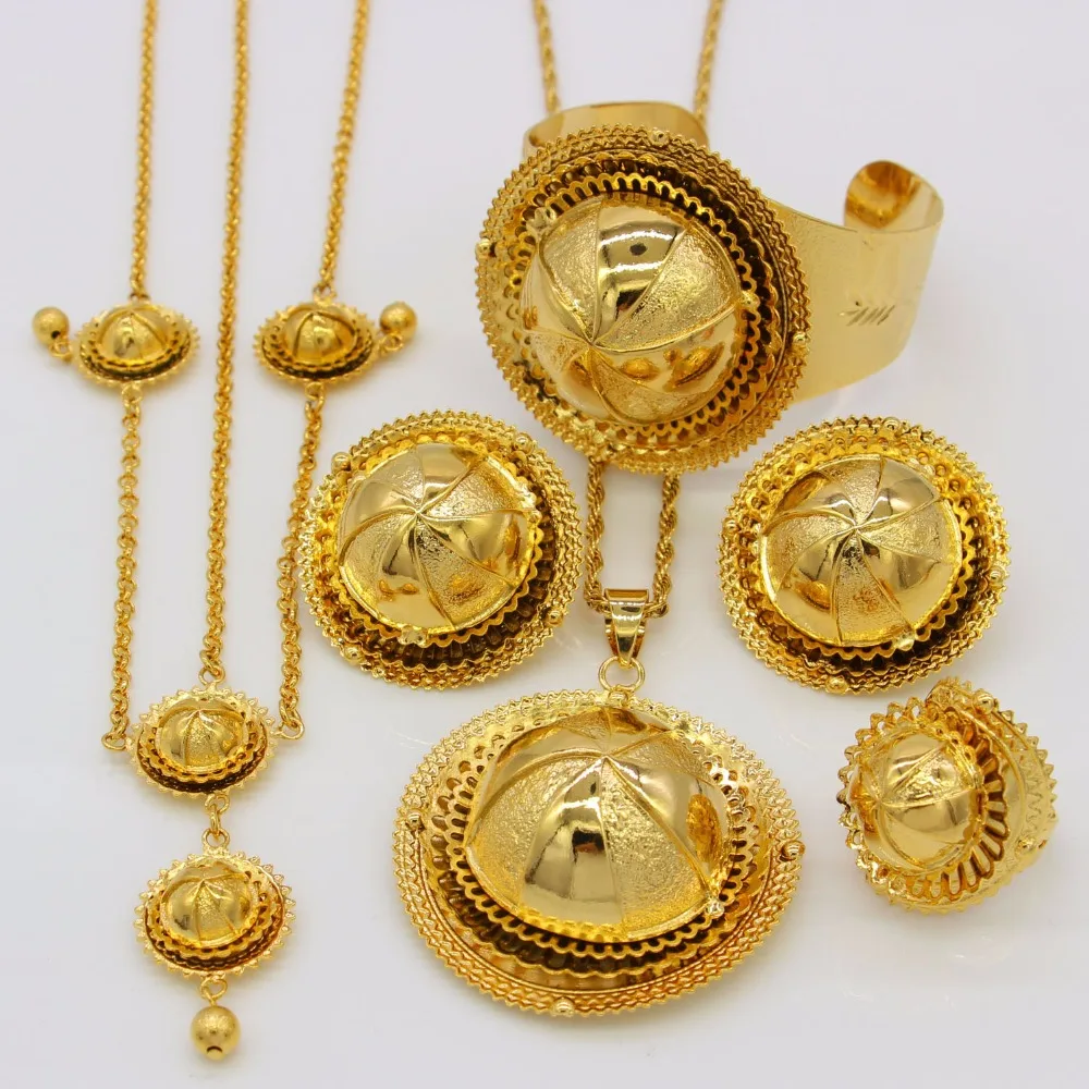 Женский свадебный комплект ювелирных изделий Adixyn золотого цвета в