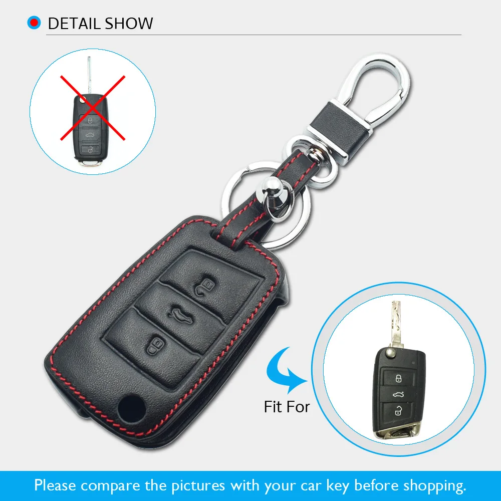 Чехол для ключей автомобиля из натуральной кожи для VW Golf 7 Volkswagen MK7 Polo Skada Octavia A7 SEAT Leon складной чехол для ключей