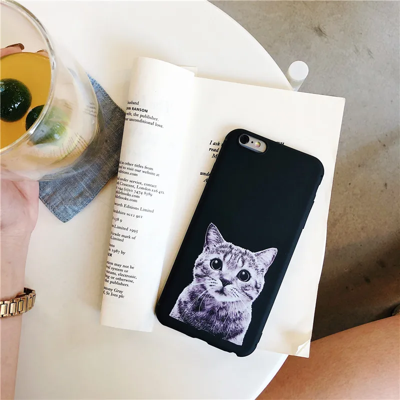 Милый чехол для телефона с мультяшным животным котом iPhone 7 X 6/6S/7/8 Plus XR XS MAX Забавный