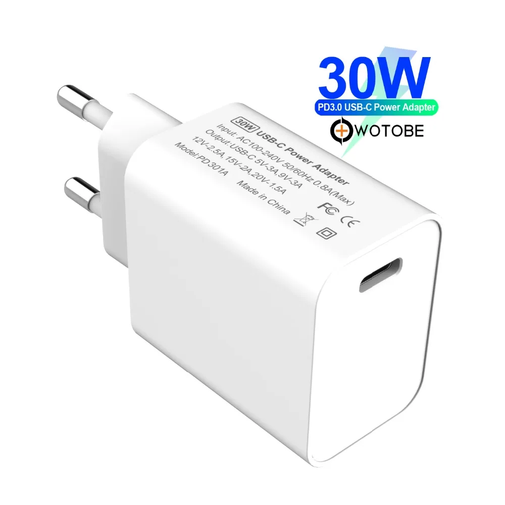 WOTOBE usb type C настенное зарядное устройство, 30 Вт с питанием, порт питания скорость PD3.0 для MacBook Pro/Воздушный iPad Pro iPhone Nexus