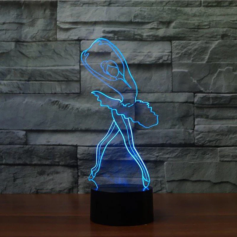 Красочный стерео светодиодный 3D ночной Светильник для балерины USB лампа