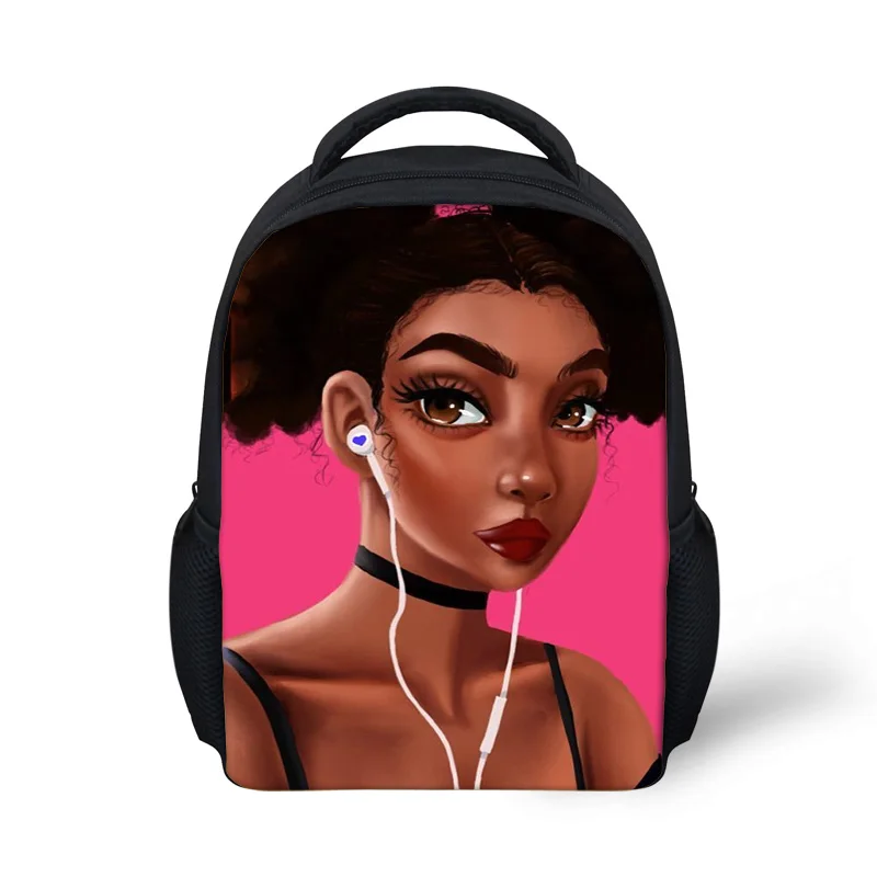 FORUDESIGNS/детские мини-сумки на плечо для школы, черные художественные африканские американские школьные сумки для девочек, детские рюкзаки для детского сада - Цвет: YQ4095F