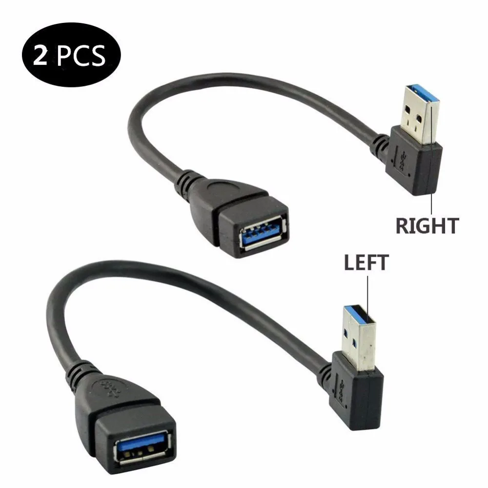 

Кабель-удлинитель для передачи данных с двумя штекерами USB 3,0 и левым и правым углом (20 см, 8 дюймов)