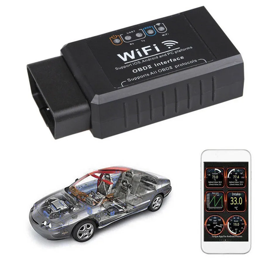 OBD2 OBDII V1.5 ELM327 WIFI 16PIN Автомобильный диагностический интерфейс сканер ST BK