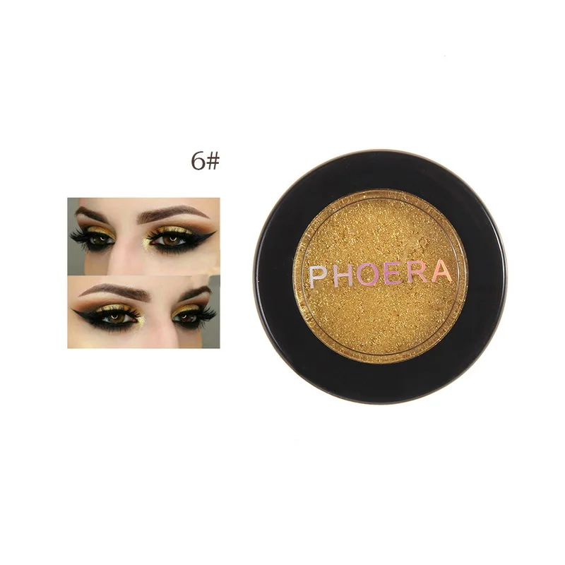 6 PHOERA, 24 цвета, тени для век, макияж, мерцающие, блестящие, вечерние, косметика, Алмазный кристалл, металлик, тени для век, для женщин, блестящие тени для век - Цвет: 6