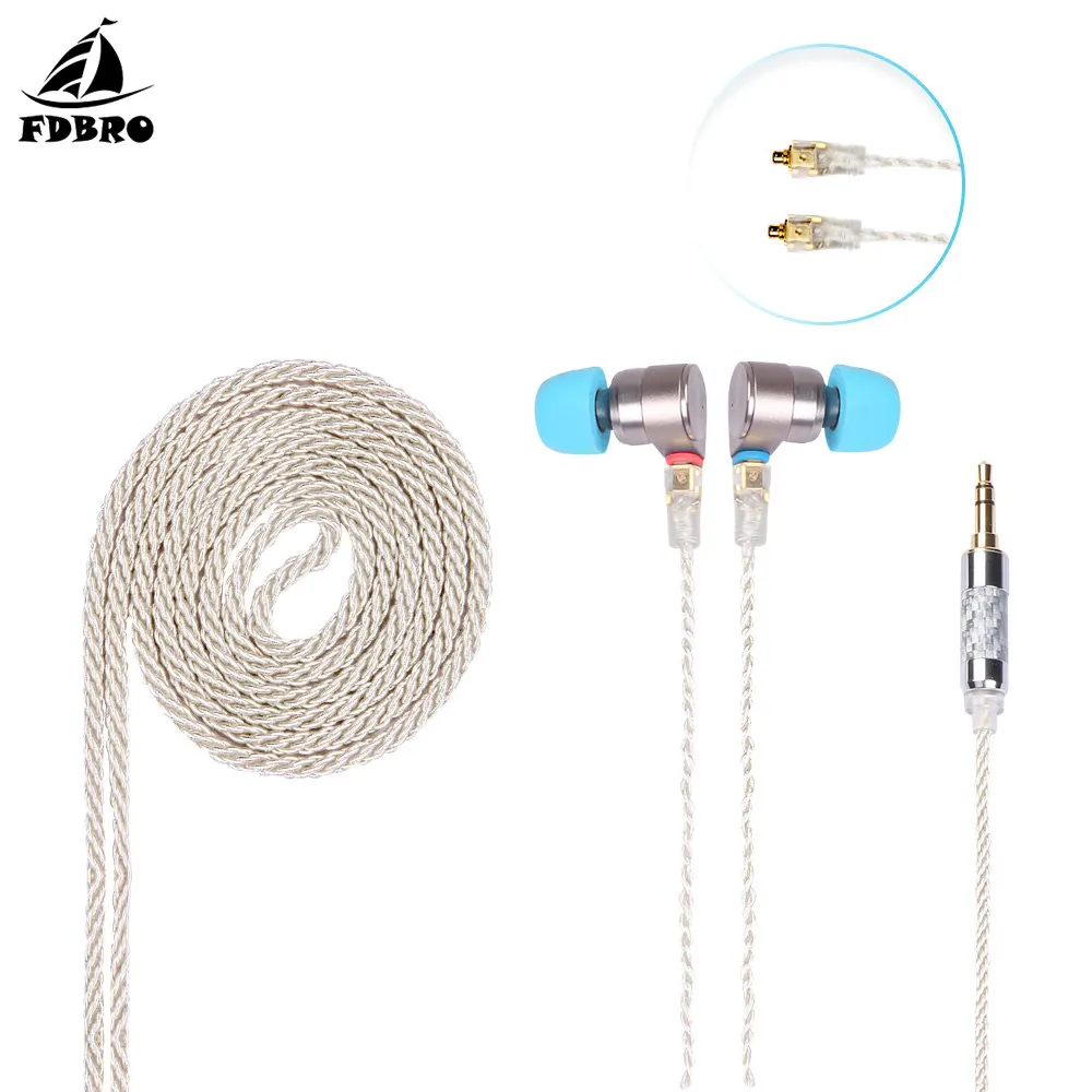 Наушники вкладыши FDBRO 2019 New Audio T2 Pro HiFi Dual Dynamic 2DD с металлическим дизайном съемные