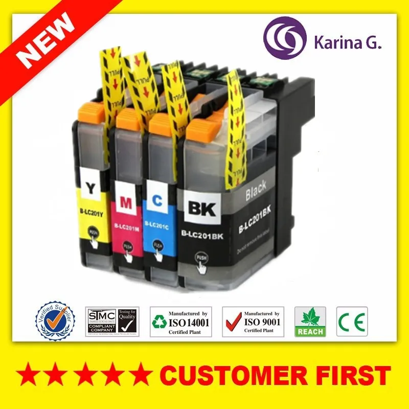 Чернильный картридж с полными чернилами 4 шт для LC201 родных женственных детской