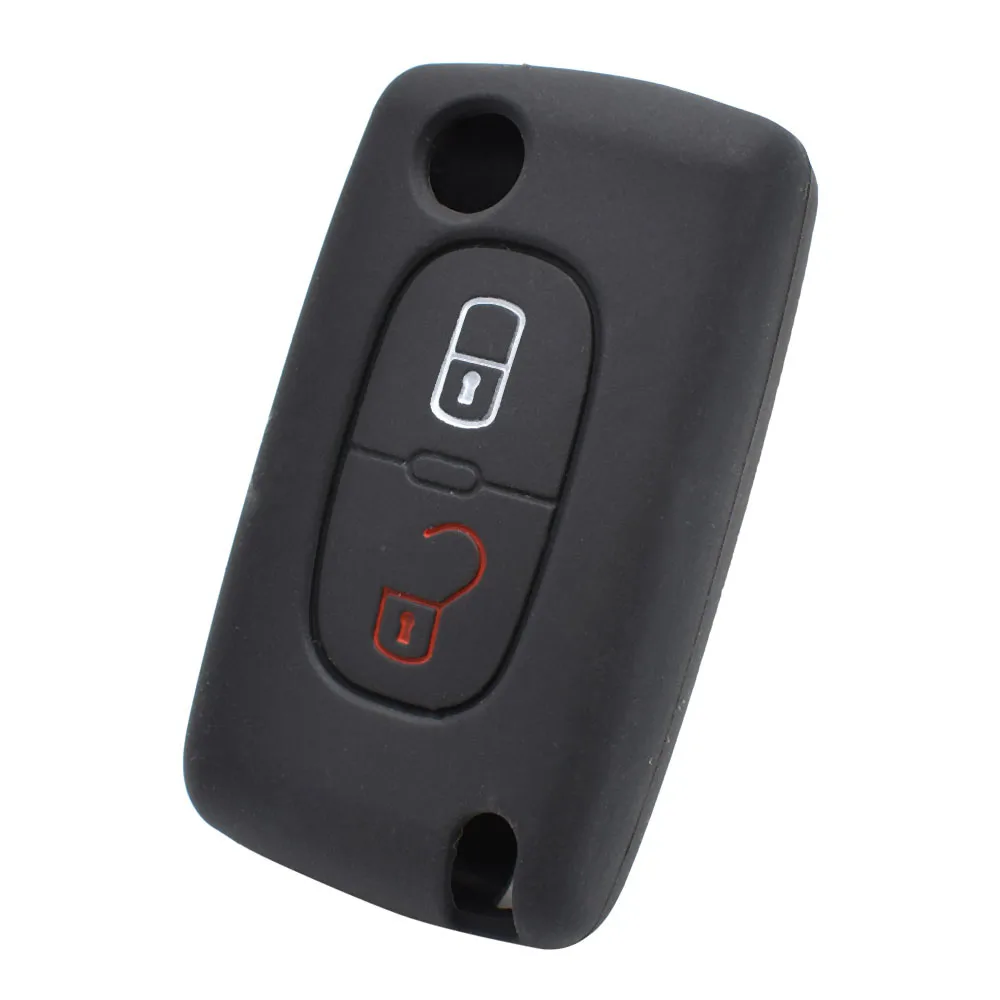 Black 2 Кнопка чехол для ключа подходит для PEUGEOT 307 308 406 407 408 107 206 207 607 дистанционный держатель Чехол брелок, брелок для ключей аксессуары - Название цвета: Black