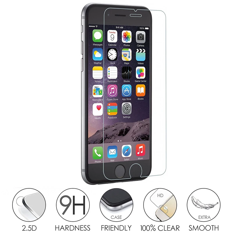 9H ультратонкое закаленное стекло 2.5D для iphone 6 6S X Защитное экрана на 5s 6plus 7plus 8