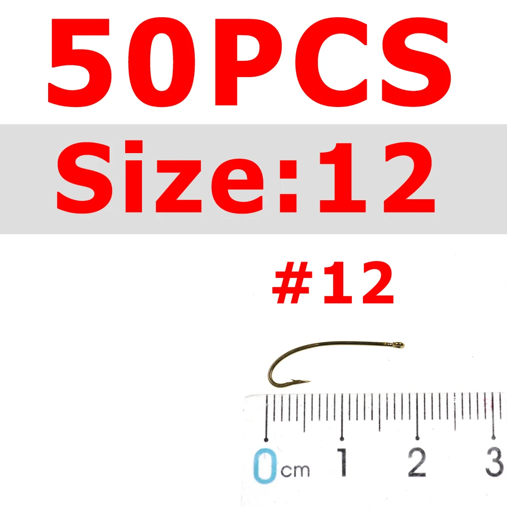 50pcs size 12 Wifreo 50 шт. 3XL длинный хвостовик изогнутый Нимфа муха крюк наземный сухой муха крюк для стимулятора мух Stonefly Размер 8 10 12 14 16 - Цвет: 50pcs size 12