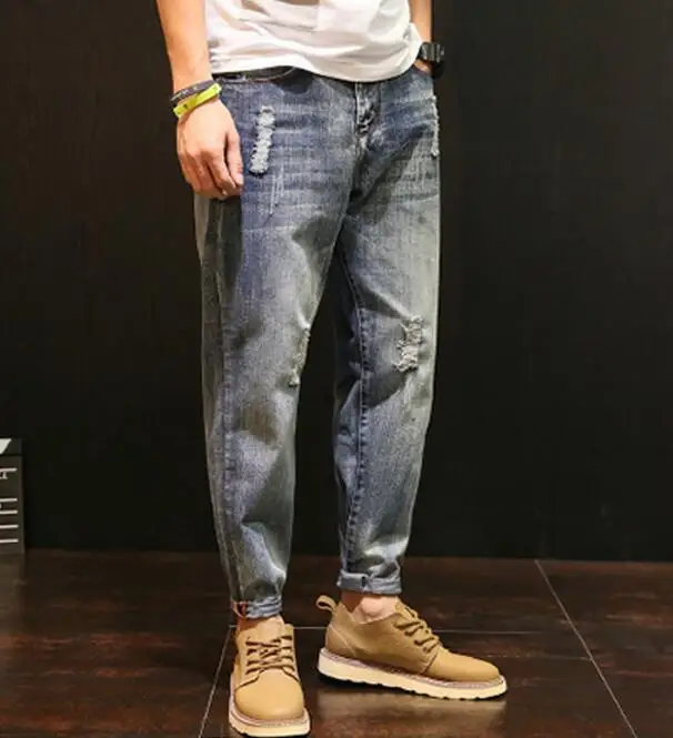 

28-42 HOT / Spring Men's New Fashion Personality plus baggy code ripped jeans long trousers with baggy pants