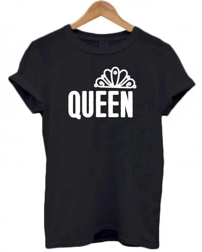 Парные футболки King футболка с логотипом Queen для мамы и папы подарки Прямая