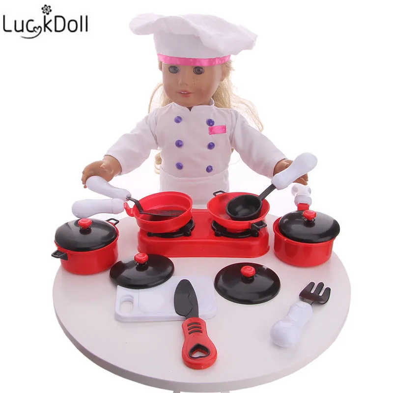 LUCKDOLL аксессуары для поваров подходит 18 дюймов Американский 43cmBabyDoll одежды
