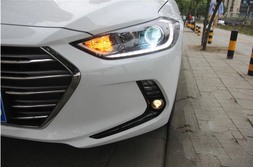 Стайлинг автомобиля для фары Hyundai Elantra 2017 2018 светодиодный ные DRL Биксеноновые