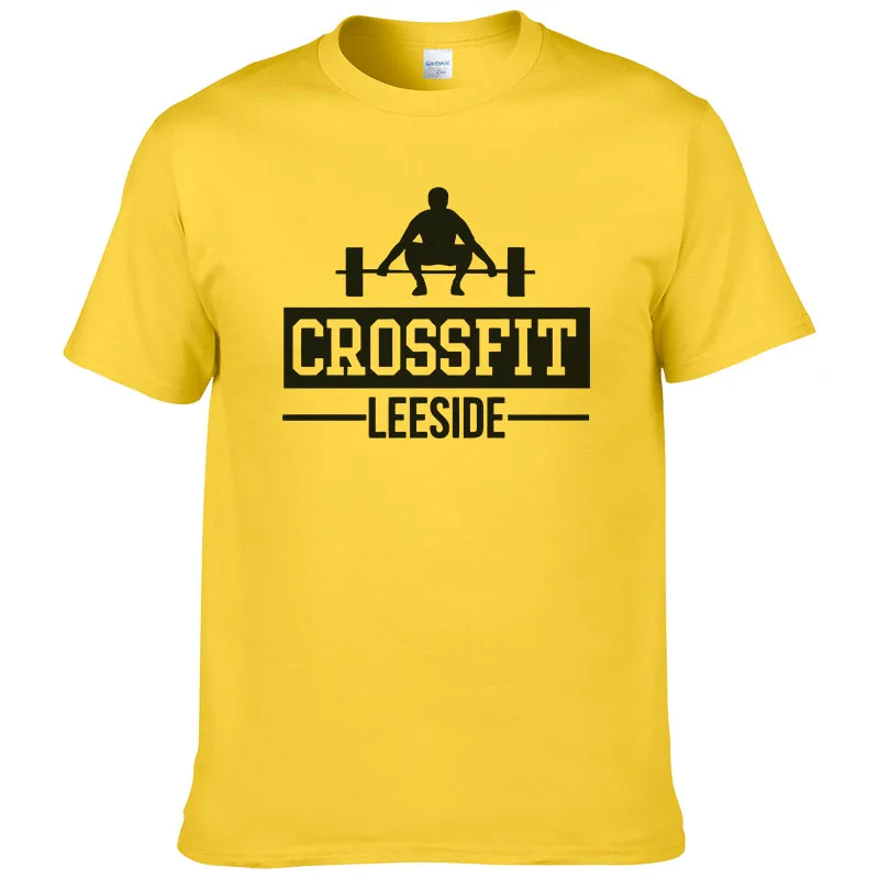 Бренд Crossfit Фитнес футболки Для мужчин с короткими рукавами хлопок круглый вырез
