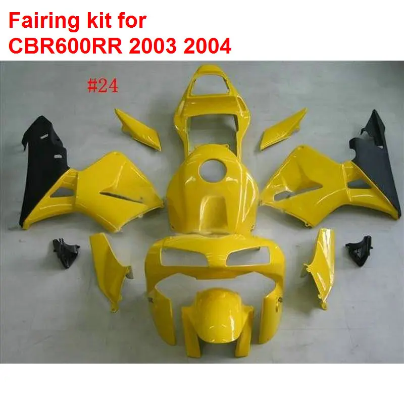 

Yellowt For HONDA CBR600RR 2003 2004 ( Black ) free custom Abs Injection Molding fairing kit /xl46