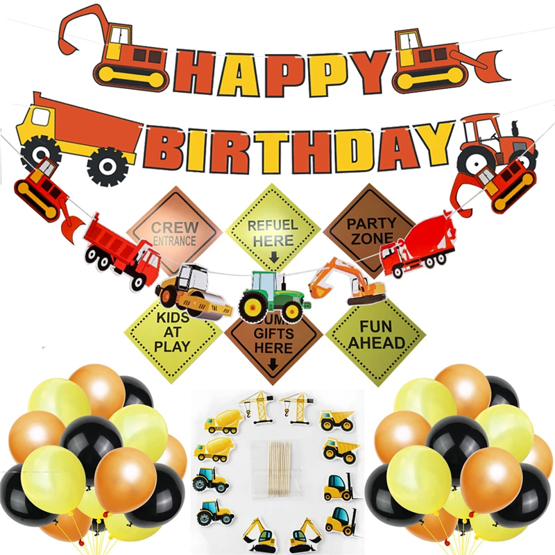 

Construction Theme Construction Birthday Party Supplies Dump Truck Party Decorations Kits Set for Kids Birthday Party 47pcs