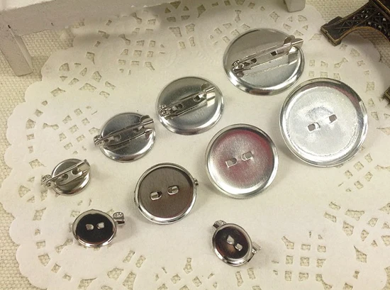 50 шт./лот брошь цвета родия Кабошон Пустые лотки настройки с безопасными