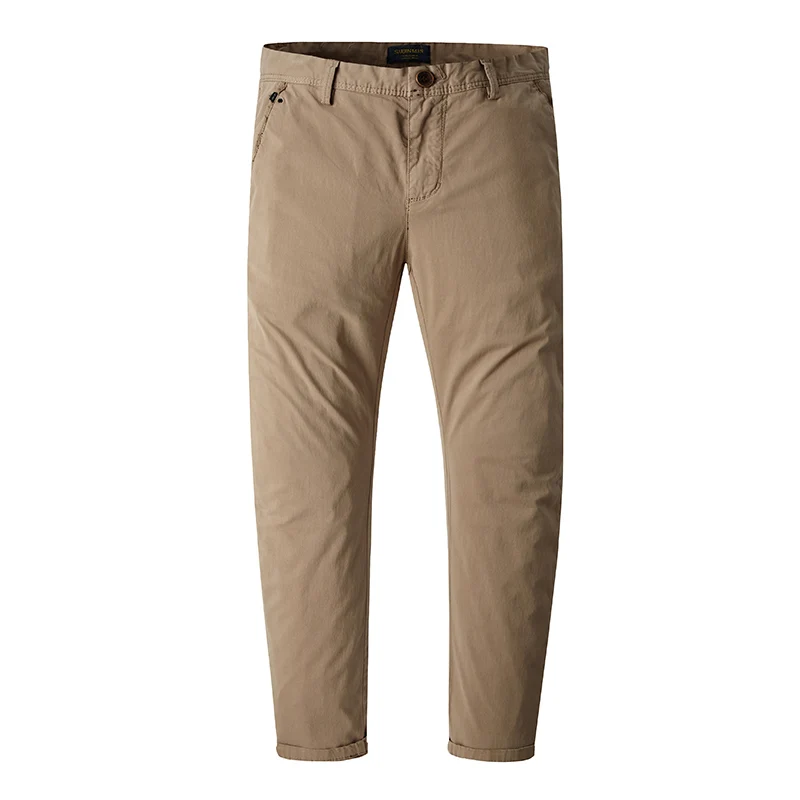 Khaki Oufisun классические мужские повседневные хлопковые однотонные моющиеся с молодежными брюками брюки - Цвет: Khaki