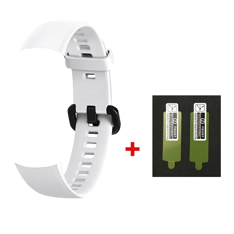 white 3 в 1/упаковка Honor Band 4 ремешок силиконовый браслет для оригинального huawei Honor Band 4 умный браслет на запястье huawei Band 4 пленка - Цвет: white