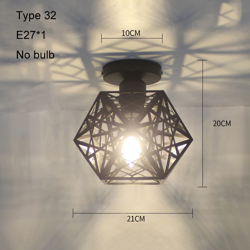 Type 32 no bulb Современный потолочный светильник, светодиодный потолочный светильник, винтажный плафон, клетка, плафонье, хрустальная лампа для столовой, кухни, Lampara Techo - Цвет корпуса: Type 32 no bulb