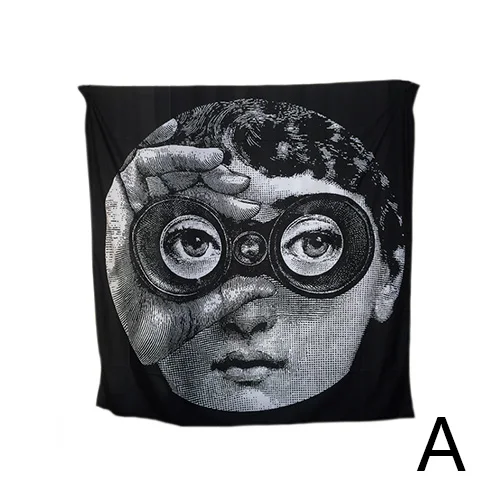 A Fornasetti стиль гобелен Lina Кавальери настенный ткань бар гостиная декоративные шторы Ретро черный и белый скатерть - Цвет: A