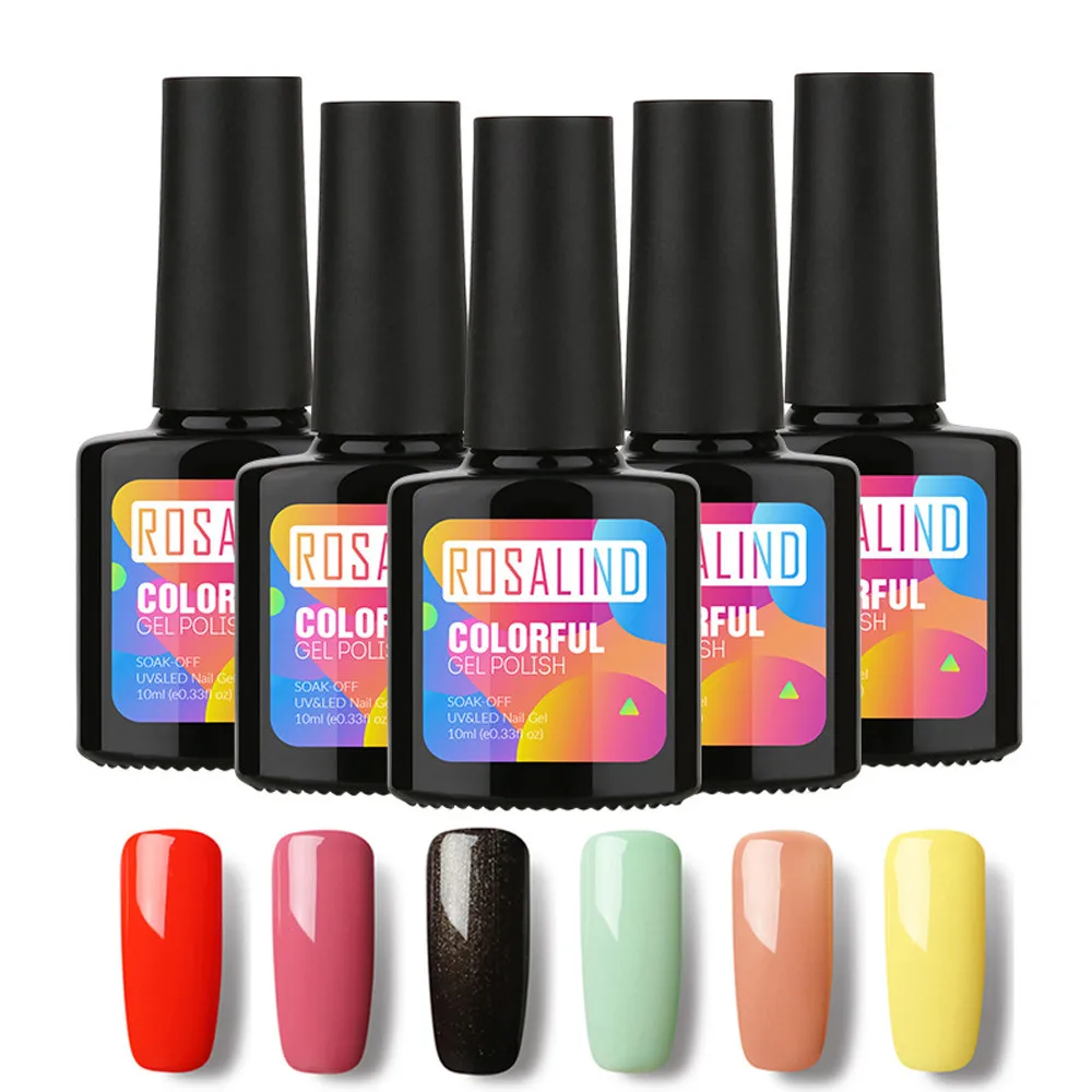 ROSALIND гель 1 шт. P+ черная бутылка 10 мл чистый цвет 16 разноцветный Гель-лак для ногтей УФ Замачивание стойкий гель лак