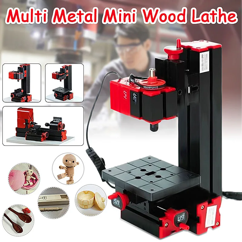 

DIY 6 In 1 Multi Metal Mini Wood Lathe Motorized Jig-saw Grinder Driller Milling CNC Wood Lathe Woodworking Machinery DC 12V