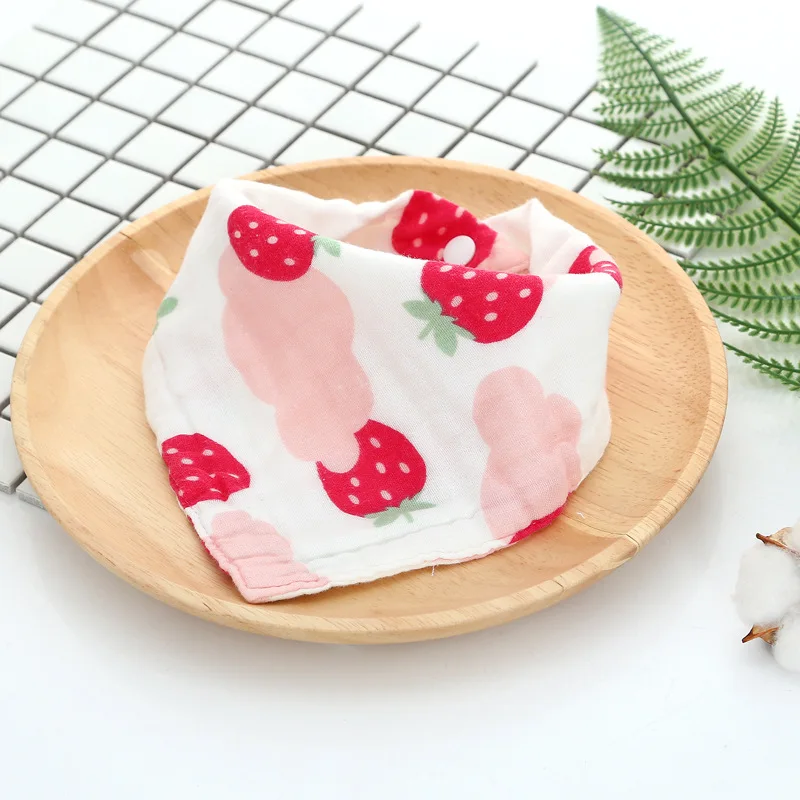 STRAWBERRY 3 шт./компл. Муслин Хлопок Малыши Девочки Мальчики детская одежда Babador Bebes детский нагрудник, слюнявчик аксессуар младенец нагрудник с карманом - Цвет: STRAWBERRY
