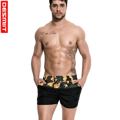 2018 Brand Desmiit Summer Men's Beach Shorts Leisure Sport Running Shorts Quick Dry Surfing Lining Men's Board Shorts