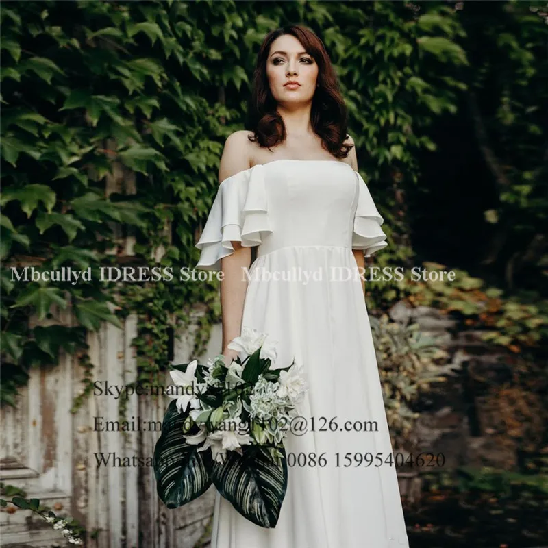 Белое свадебное платье цвета слоновой кости Boho новинка 2019 шифоновое пляжное без