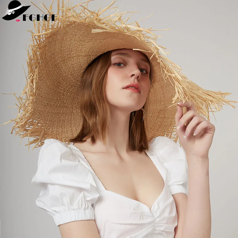 

2018 Classical Large Wide Brim Raffia Straw Hat Elegant Floppy Beach Hat Ladies Woman Summer Hat Sombrero Derby Sun Cap