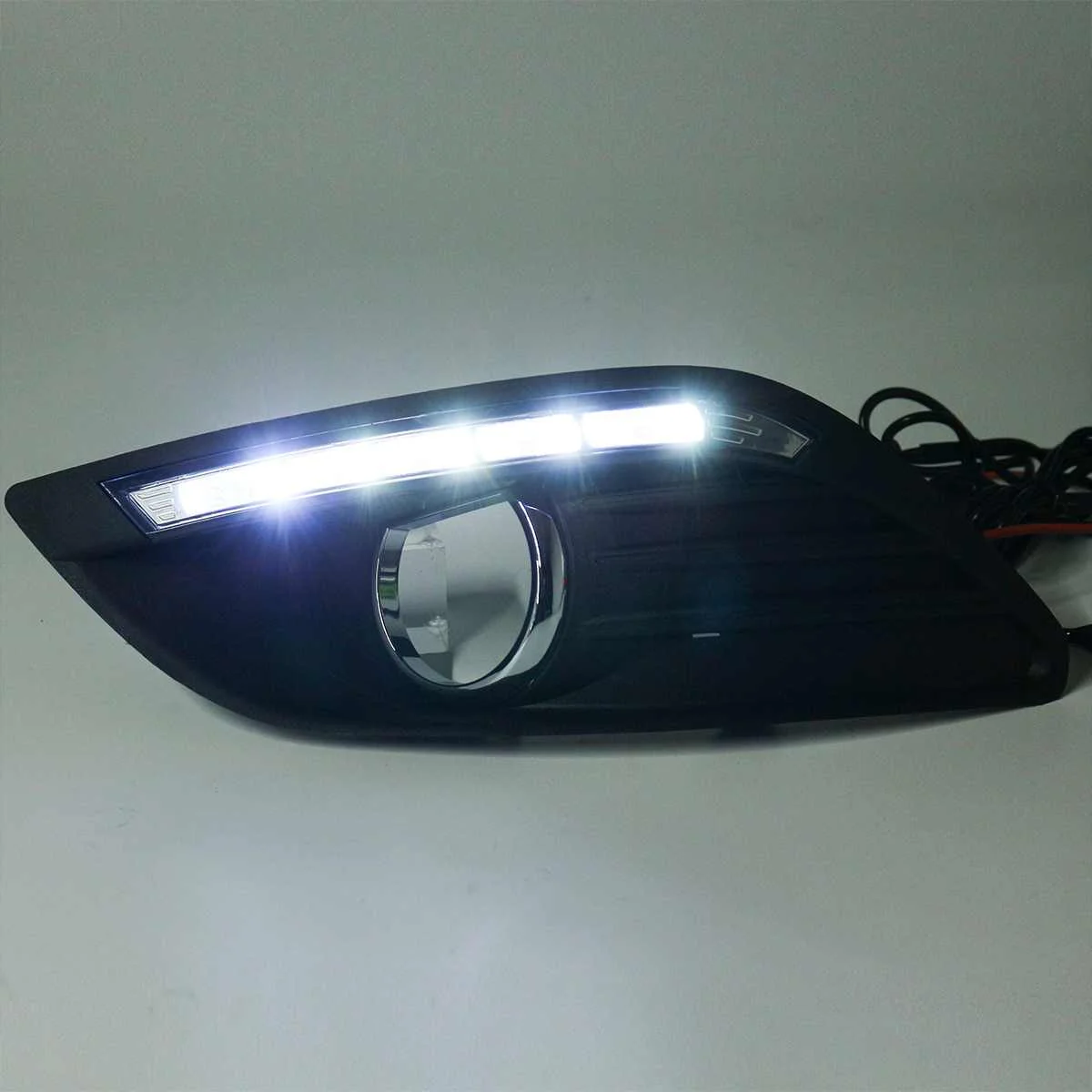 Автомобильные светодиодные дневные ходовые огни для Ford Focus 2 mk2 2008 2009 2010 2011 спереди фар дальнего света Противотуманные светильник дневного светильник дневные ходовые огни белый 12V