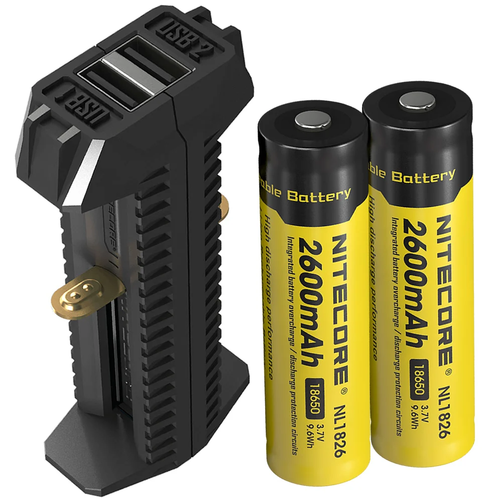 TOPSALE NITECORE F2 USB зарядное устройство 2x18650 аккумулятор гибкий внешний аккумулятор 2A Smart 2 слота источник питания портативные аксессуары для освещения - Цвет: with 2x 2600mAh