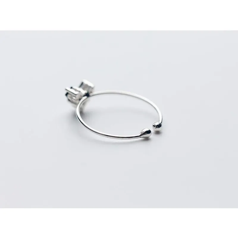 925 Sterling Silver Heart Open Rings for Women Girls Adjustable Love Zircon Wedding Ring Sterling-silver-jewelry Wholesale | Украшения и