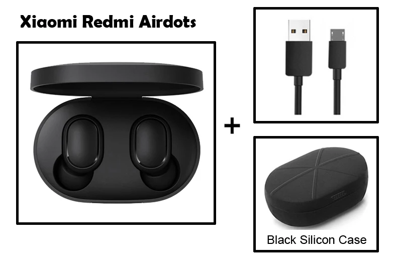 Add cable case black Быстрая Xiaomi Redmi Airdots TWS Bluetooth 5,0 беспроводные Bluetooth наушники стерео бас наушники - Цвет: Add cable case black