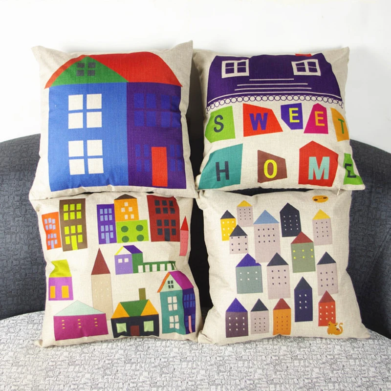 

Vintage SWEET HOME Cushion Cover Pillow Case For Sofa/Bed/Cars Decoration Throw Pillows Cojines Decorativos Para Sofá