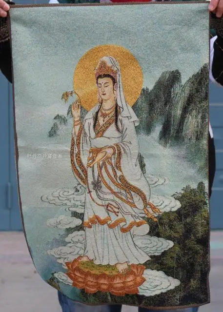 

Chinese Antique collection the Thangka embroidery Goddess of mercy diagram