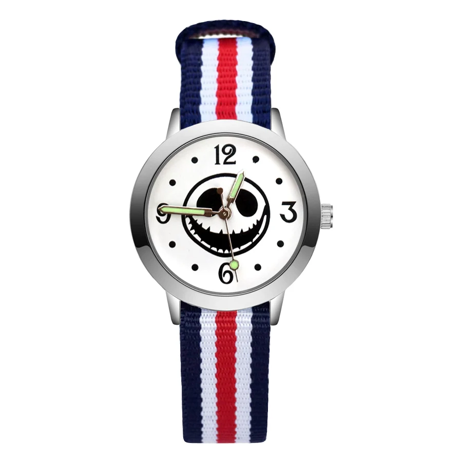 Fashion Cute Skeleton Skull Style Children's Watches Kids Student Girls Boys Quartz Nylon Strap Wrist Watch JA144 | Наручные часы