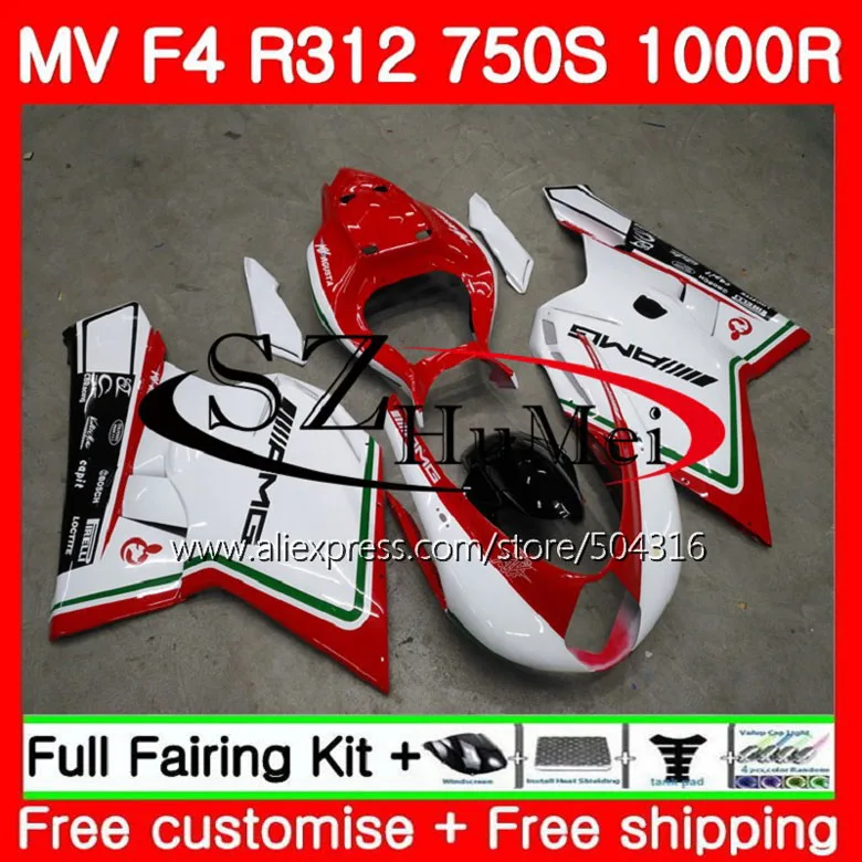 Корпус для MV Agusta F4 R312 750S 05 06 1000CC Горячий красный белый 93SH0 1000R 312 1078 1 + 1000 R 750 мА 2005 2006
